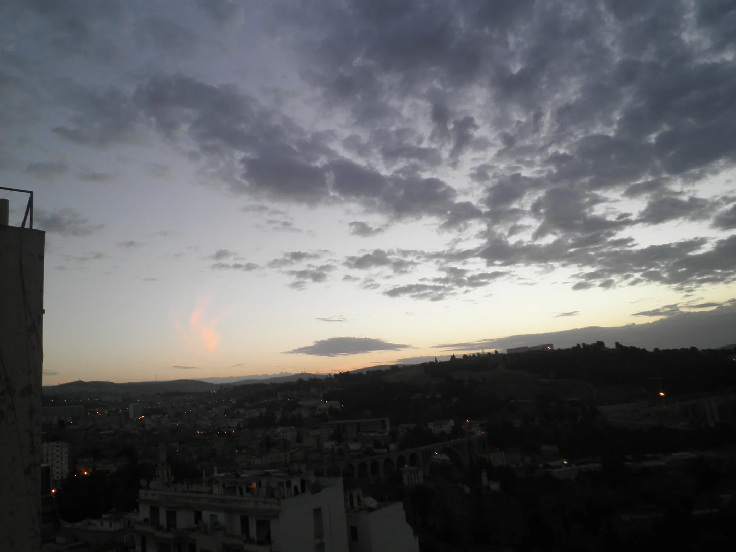 The sunset light reflection on the Cirrus clouds on Constantine city