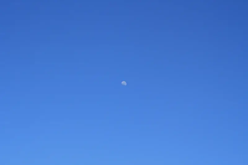 Half moon in blue sky