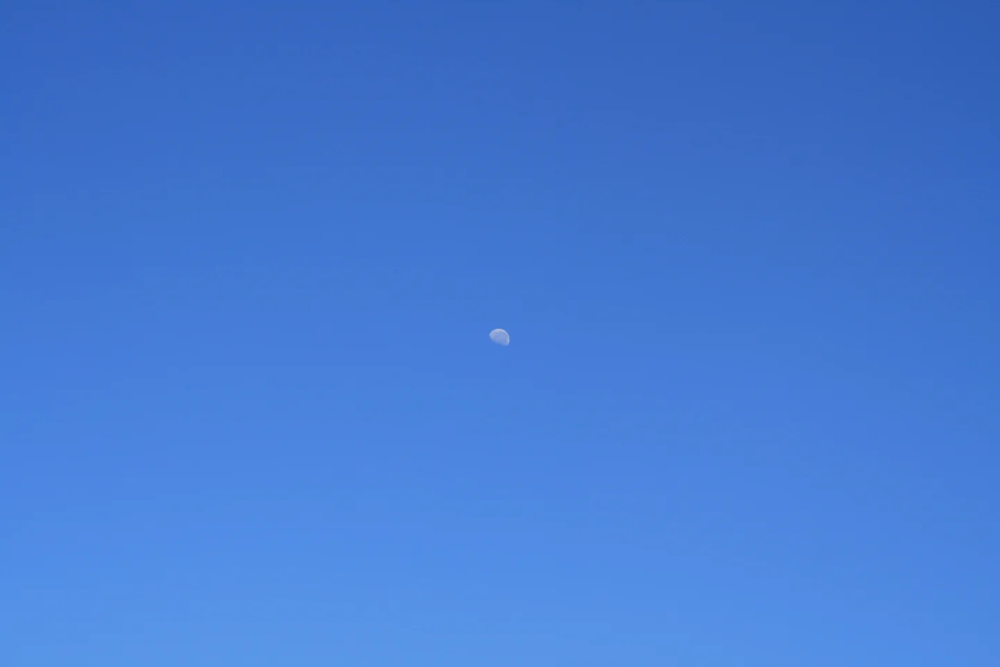 Half moon in blue sky