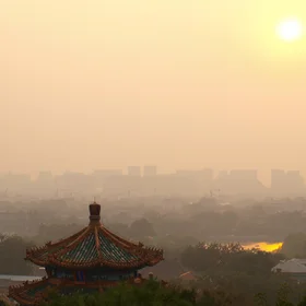 Hazy/beautiful sunset over Beijing