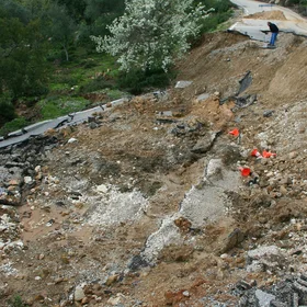 Land slide due to heavy rainfall caused damages to a rural road
