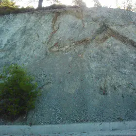 Soil erosion in a road bank