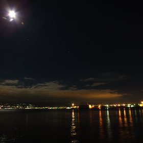 Cold, Moon and Orion over Messina, Sicily