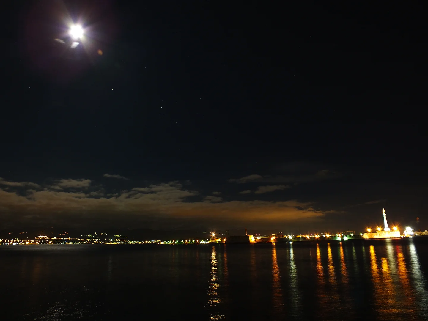 Cold, Moon and Orion over Messina, Sicily