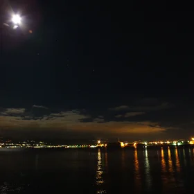 Cold, Moon and Orion over Messina, Sicily