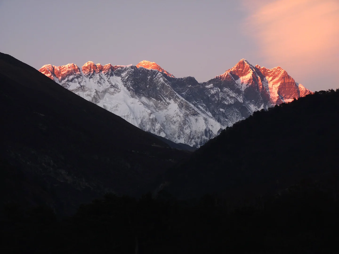 Everest and Lhotse at sunset