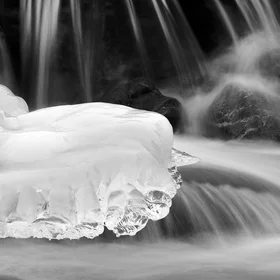 Mountain stream in winter