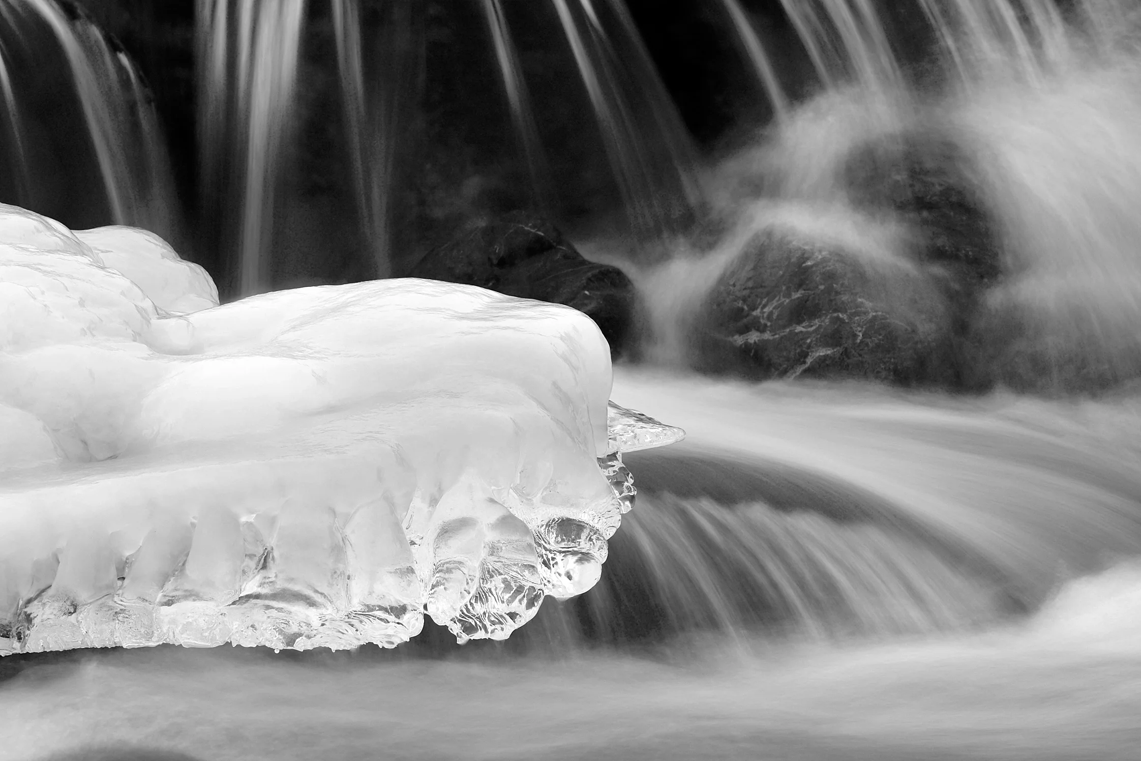 Mountain stream in winter