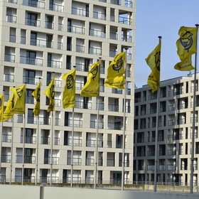Flags outside the Austria Center Vienna during the EGU 2015 General Assembly