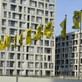 Flags outside the Austria Center Vienna during the EGU 2015 General Assembly