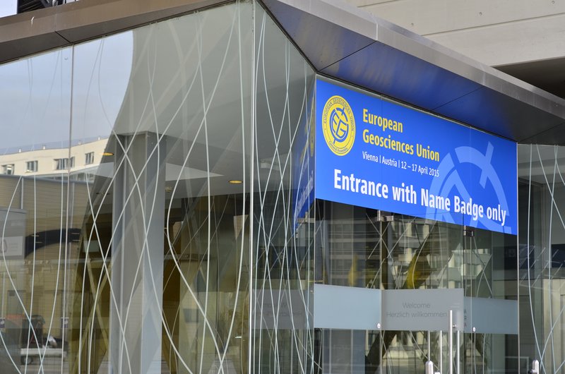 Entrance to the Austria Center Vienna during the EGU 2015 General Assembly