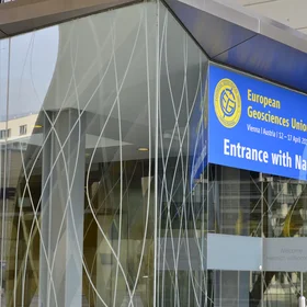 Entrance to the Austria Center Vienna during the EGU 2015 General Assembly