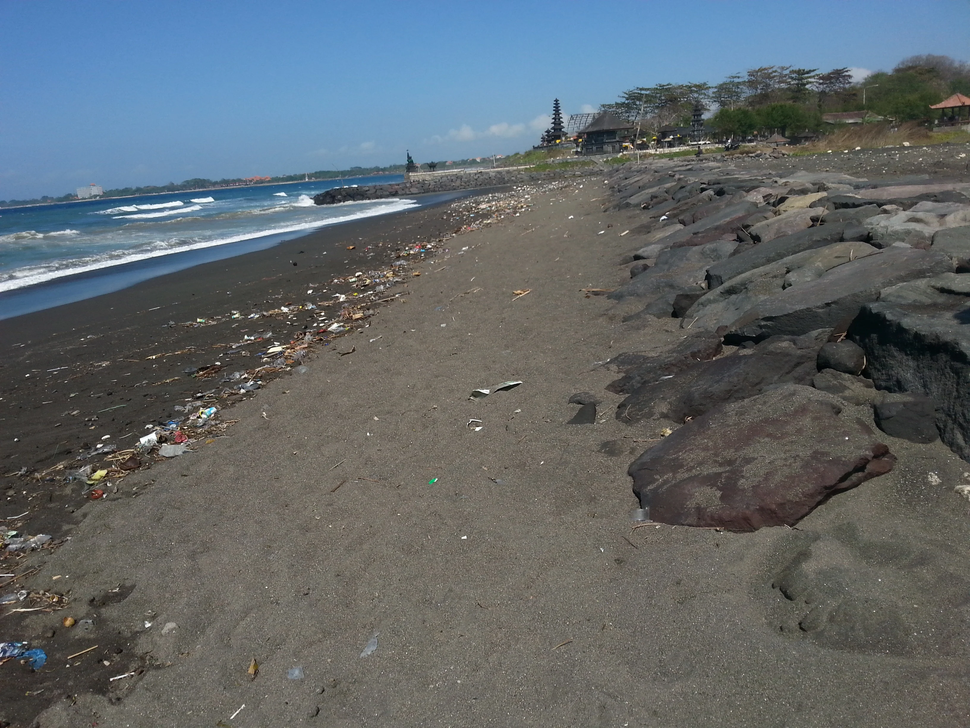 Polluted beach on Bali
