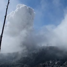 Erupting Ibu volcano