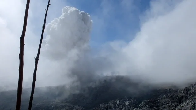 Erupting Ibu volcano