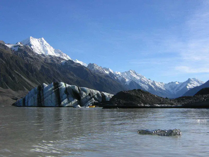 Tasman glacial lake and Mt Cook, New Zealand Southern Alps