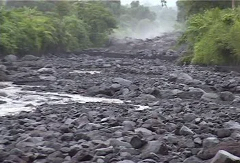 Lahar front at Semeru volcano, Indonesia