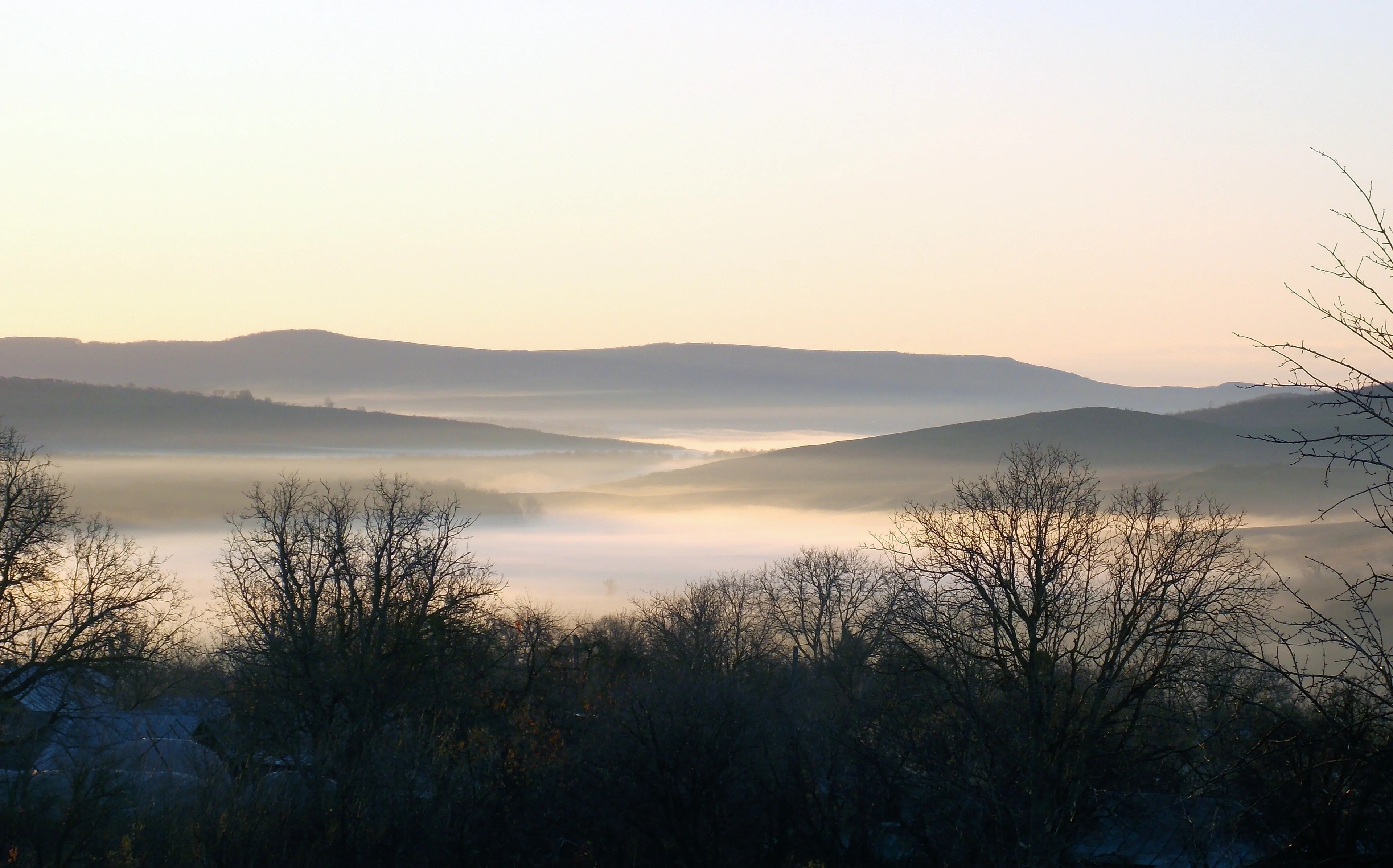 Fog conturing of a vally