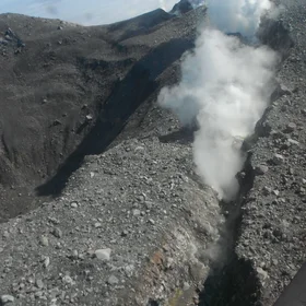 Blowing off steam from Kanaga Volcano (Western Aleutians, Alaska, US)