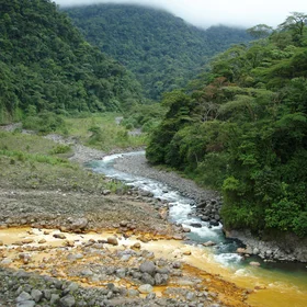 The confluence brown and white water