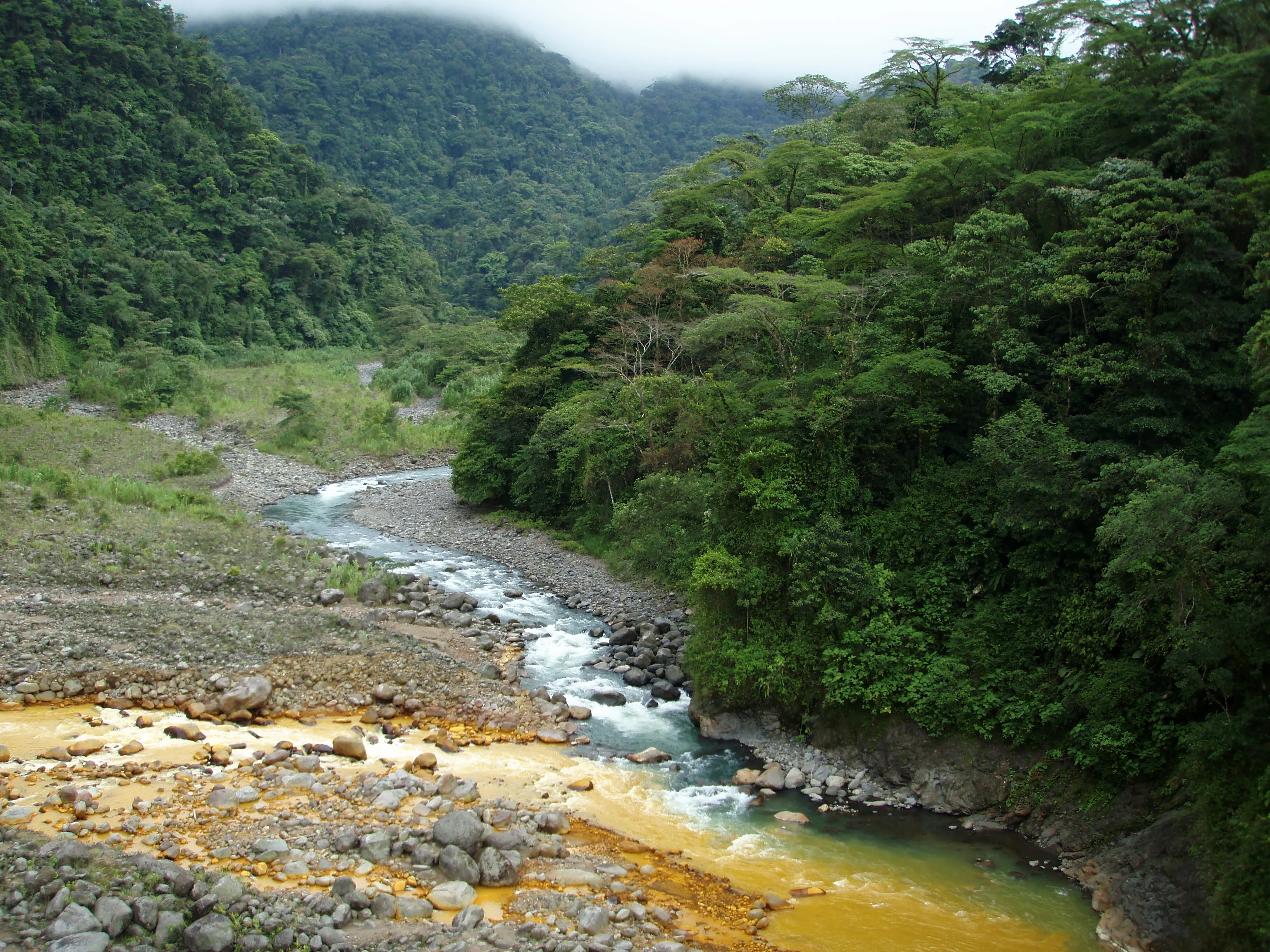 The confluence brown and white water