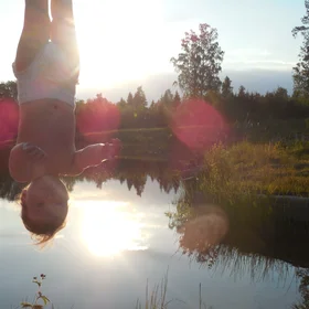 Man, sun, forest and water!