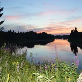 Sunset over the river Volga