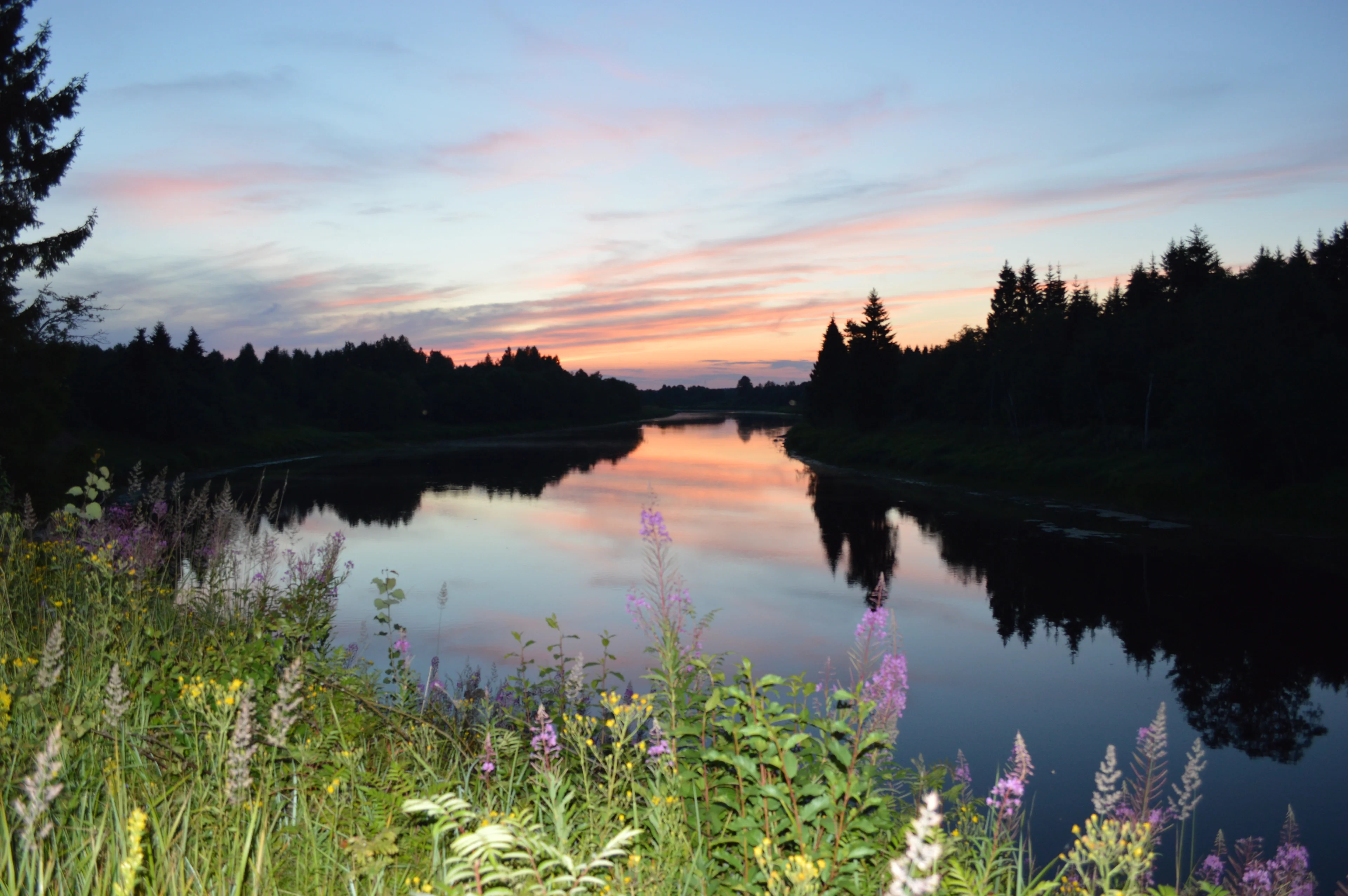 Sunset over the river Volga