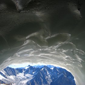 The deep crystal glacier blue