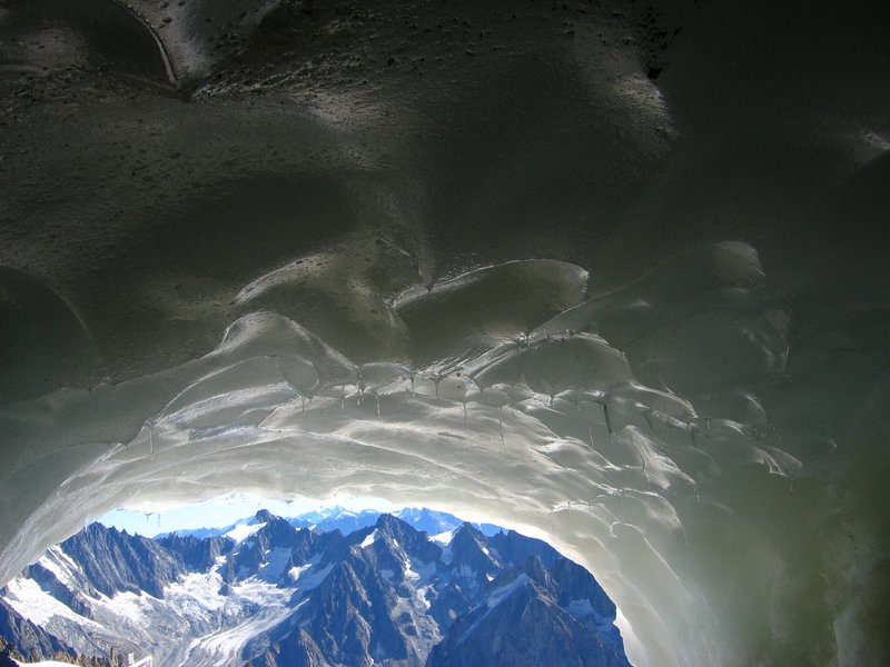 The deep crystal glacier blue