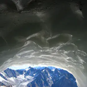 The deep crystal glacier blue