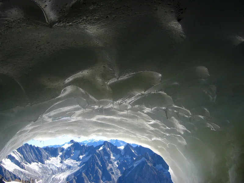 The deep crystal glacier blue