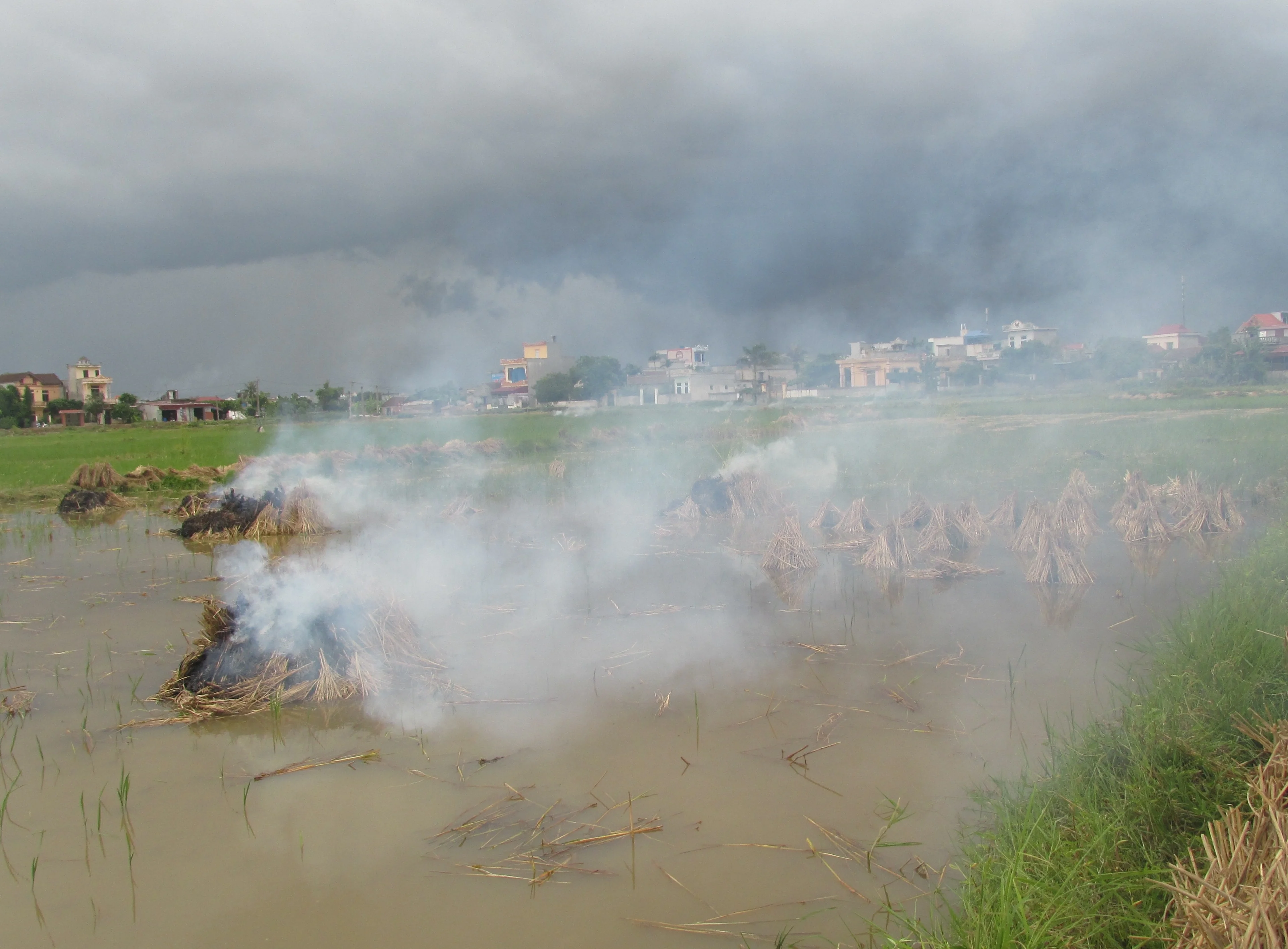 Blanket of smoke covers fields and homes