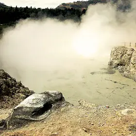 Sulphur fumes from 2000 m a.s.l of Dieng Plateau, Indonesia