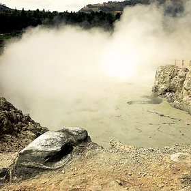 Sulphur fumes from 2000 m a.s.l of Dieng Plateau, Indonesia