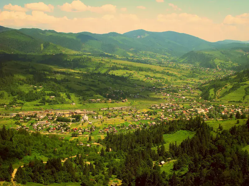 Mountain Village in the Ukrainian Carpathians