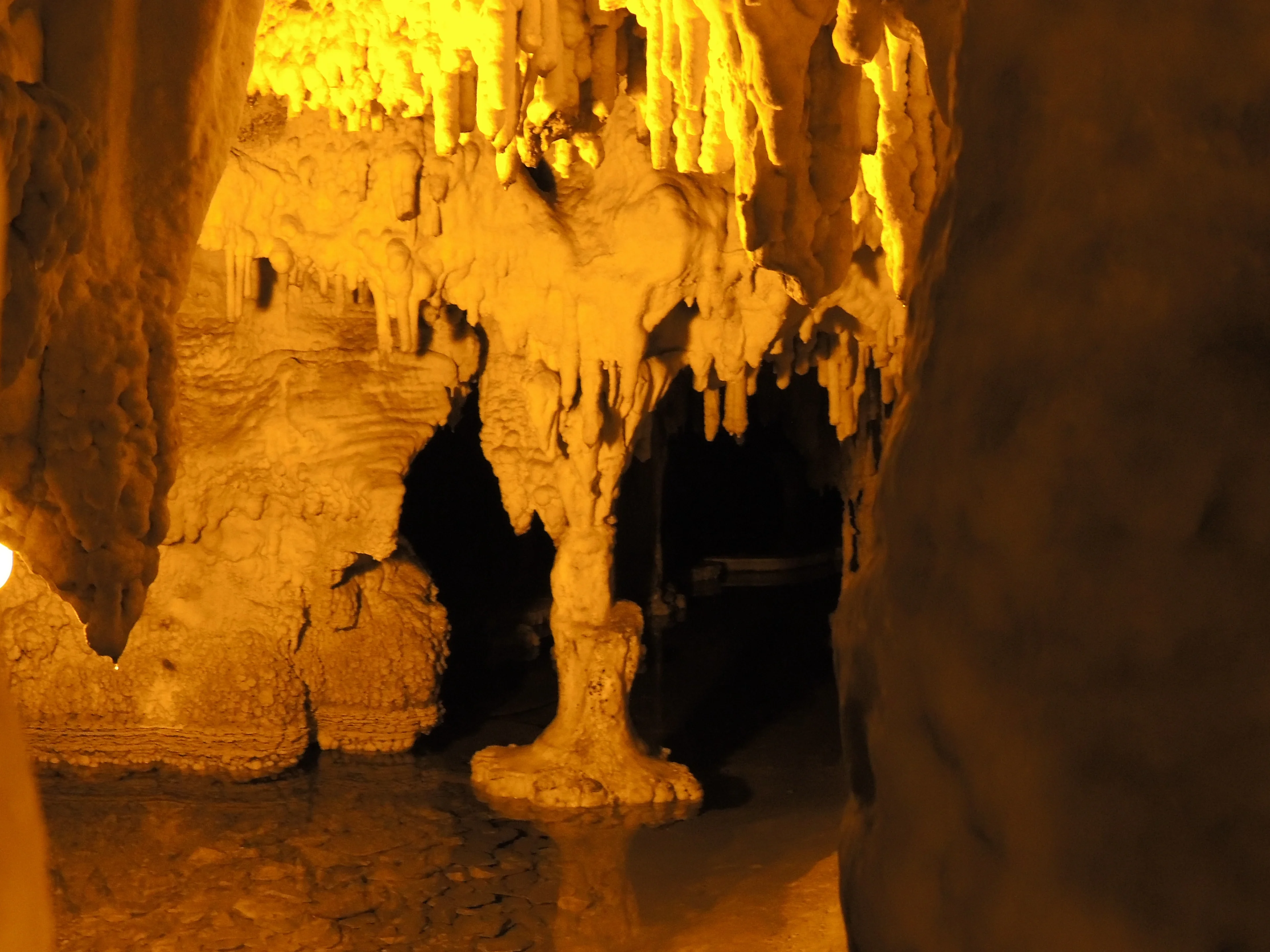 Stalagmites and stalagtites in Perama cave
