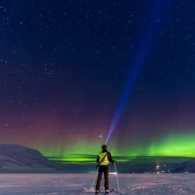 Arctic night skiing - Longyearbyen, Svalbard