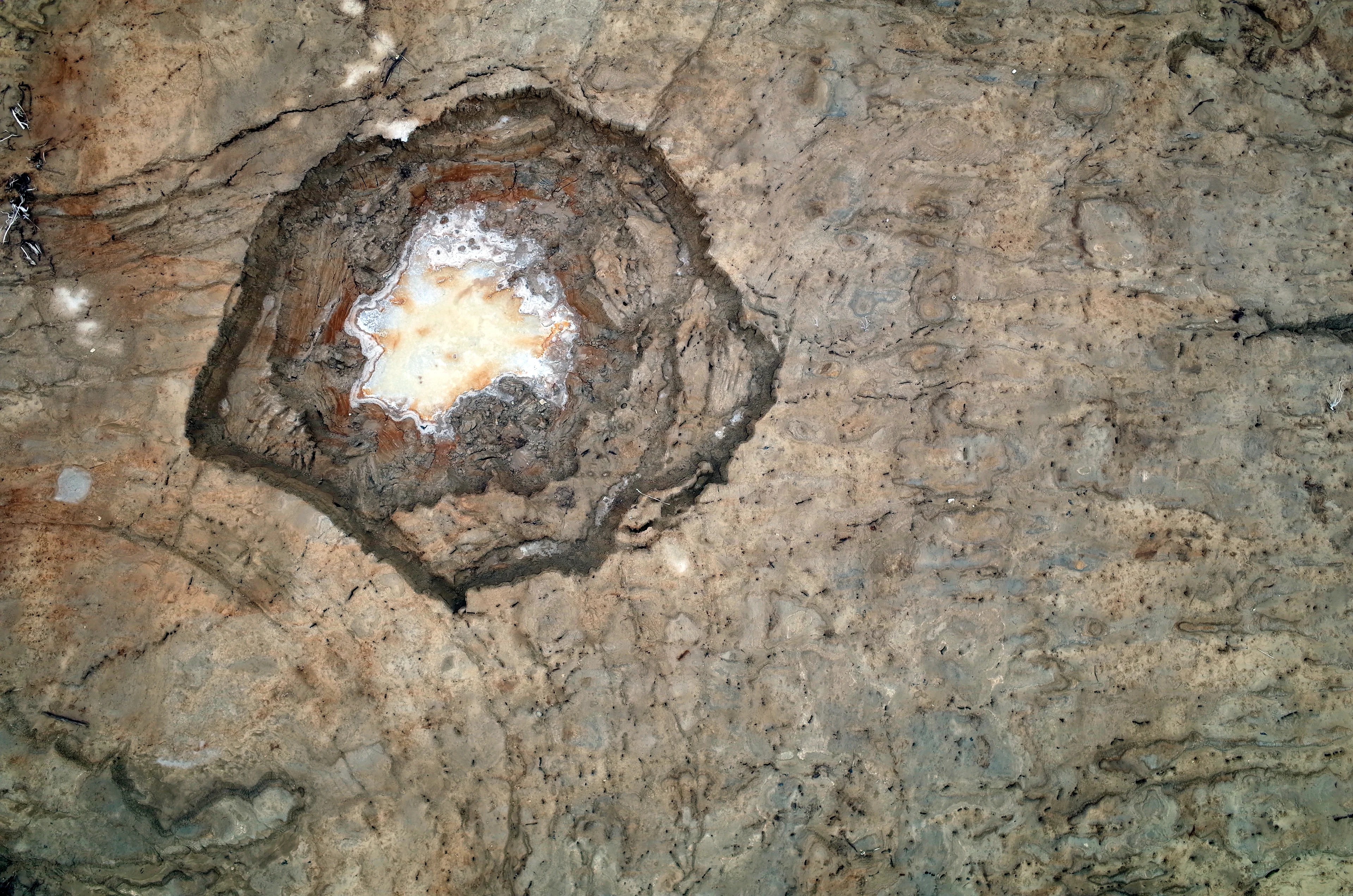 Close-up sinkhole at the Dead Sea