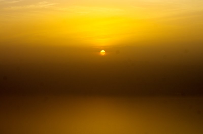 Sunset above the hazy Dead Sea