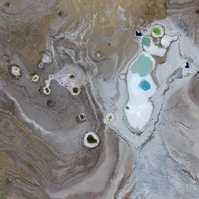 Colorful sinkholes at the Dead Sea