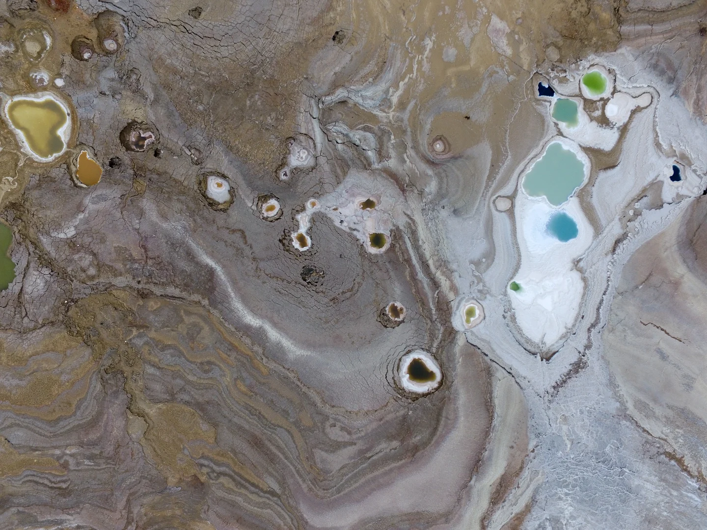 Colorful sinkholes at the Dead Sea