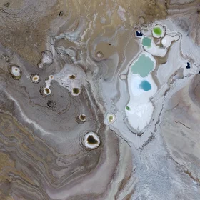 Colorful sinkholes at the Dead Sea