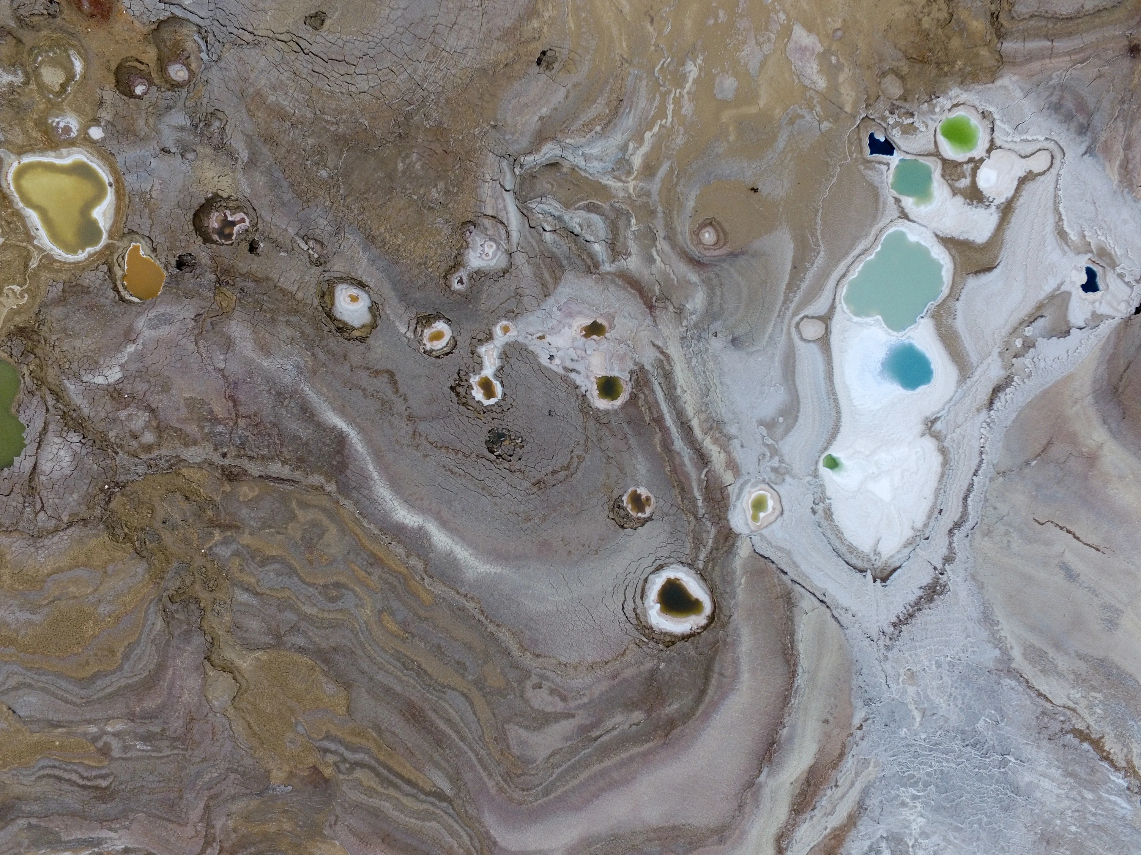 Colorful sinkholes at the Dead Sea