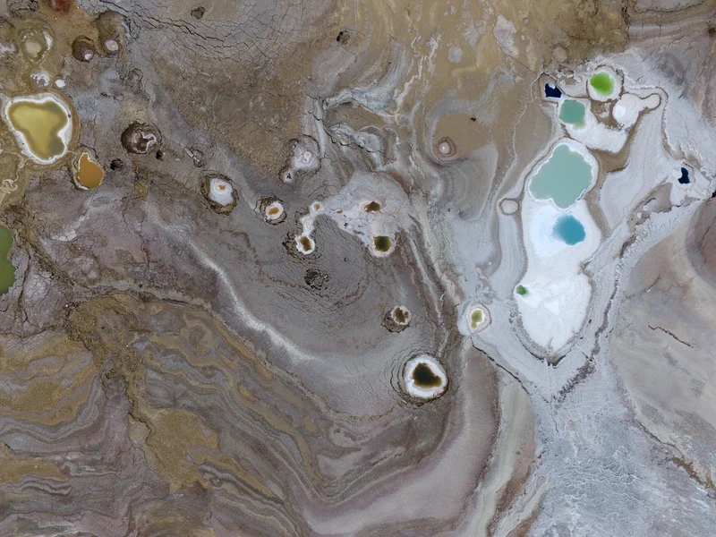 Colorful sinkholes at the Dead Sea