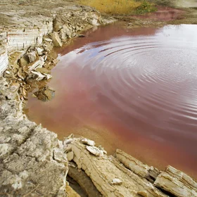 Reddish sinkhole at the Dead Sea