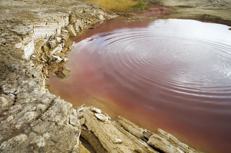 Reddish sinkhole at the Dead Sea