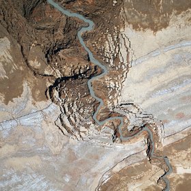 Canyon system at the former Dead Sea lake-bed