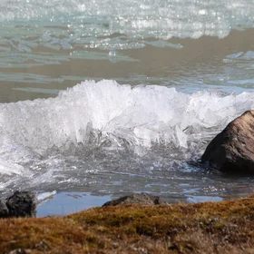 lake ice in summer Greenland