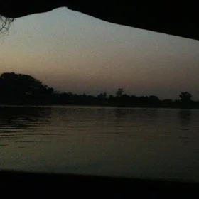 Balloons with LEDs on a GPS drifter floating down the Chindwin river in Myanmar